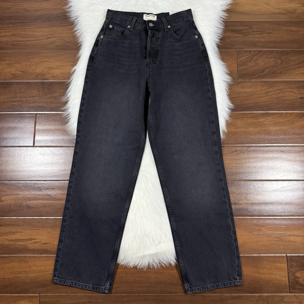 NEW We the Free People‎ Women's Size 24 Washed Black Cora Slouchy Denim Jeans
